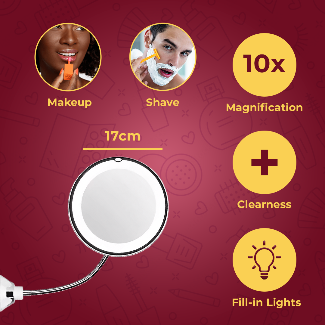 Goosenecks flexible LED 10X MAGNIFYING mirror