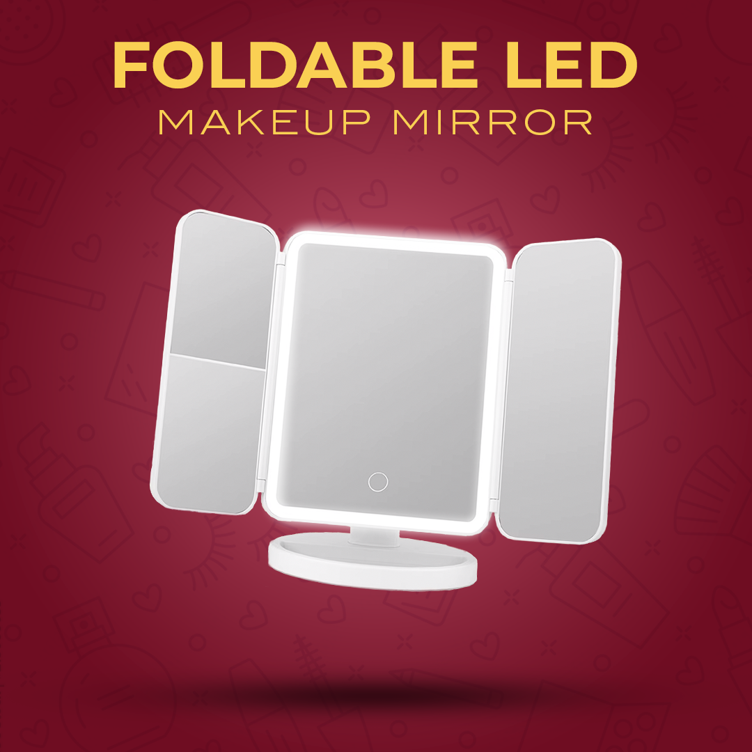 Foldable LED tri-mirror