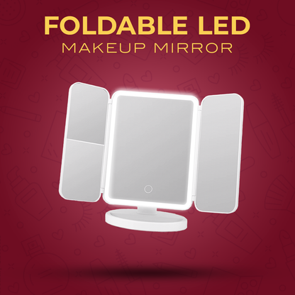 Foldable LED tri-mirror